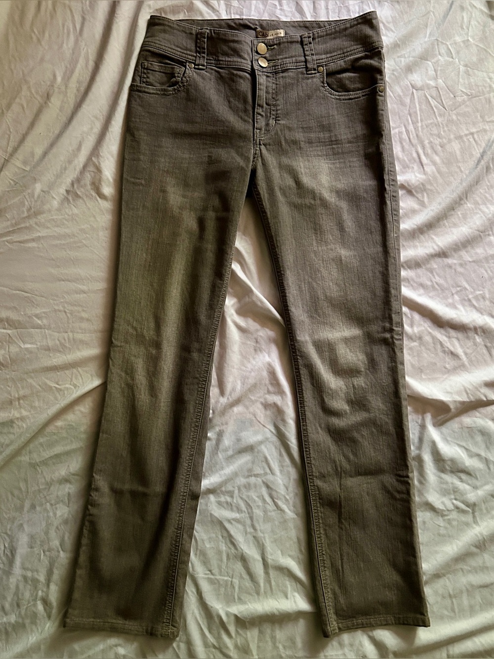 CAbi Jeans Grey Straight Leg Denim Mid Rise Size 12